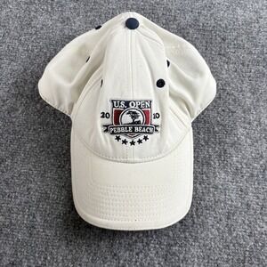 US Open Pebble Beach 2010 Golf Hat L/XL Cream Navy Strapback‎ USGA Country Club